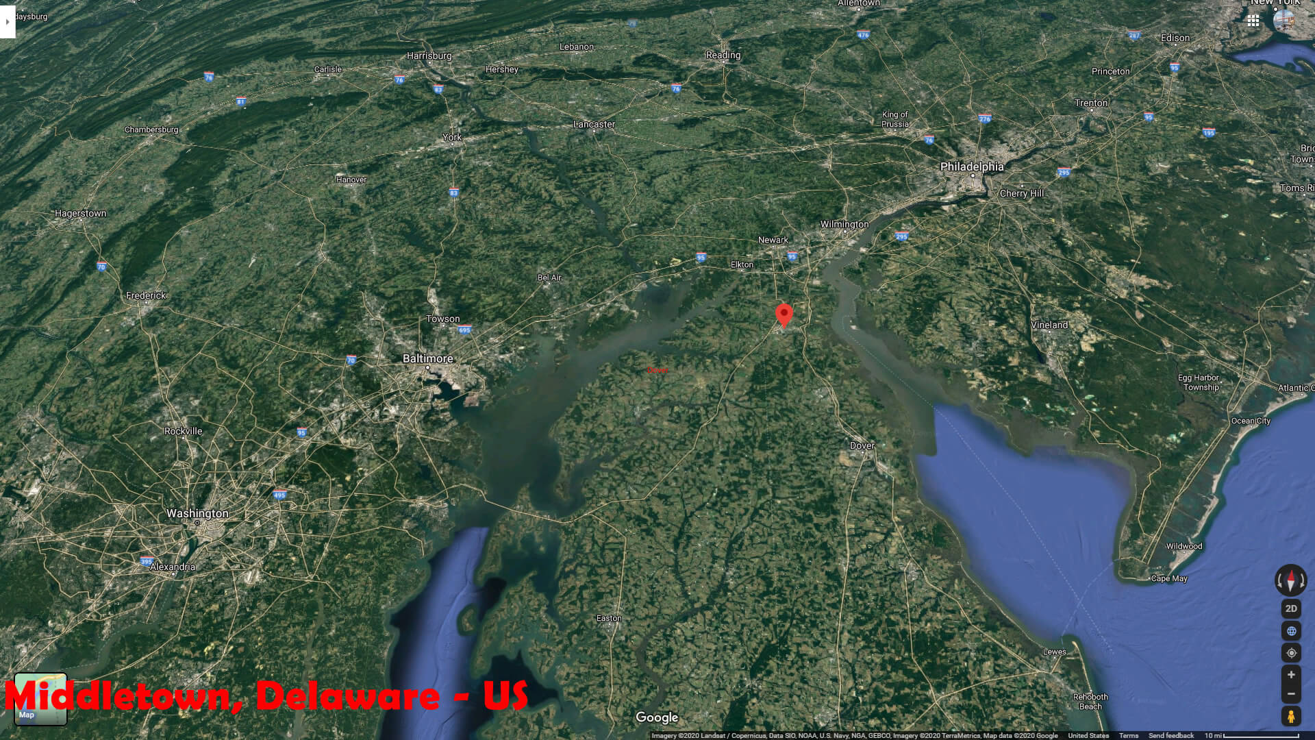 Middletown Satellite Map Delaware US